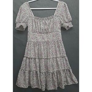 Trixxi Babydoll Dress Jr M Puff Sleeve Smocked Tiered 90s Y2K Fairy‎ Whimsigoth